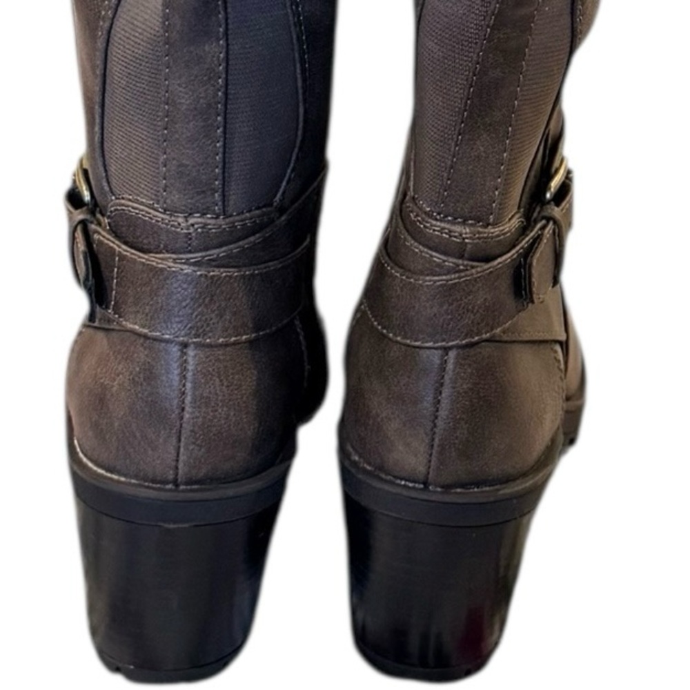 BareTraps Grey Knee High Boots Riding Stack Heel Tempist 6 NWT Faux Leather New - Picture 6 of 14